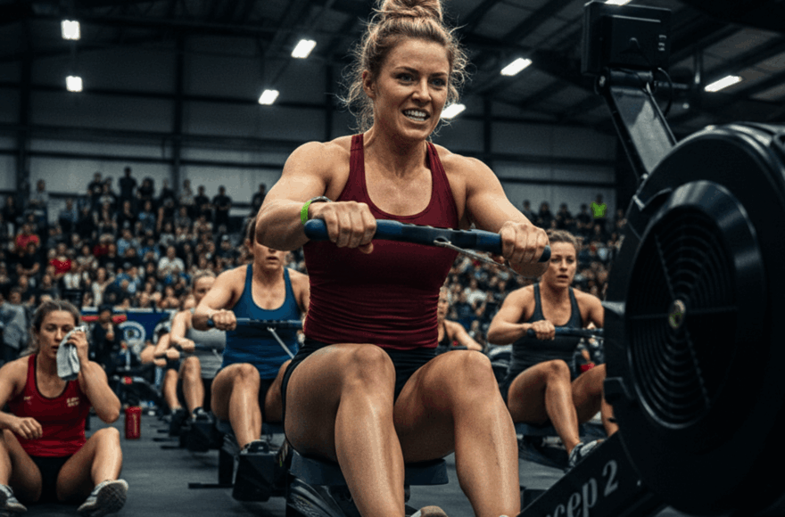 Ragazze che fanno una gara di Hyrox in crociera